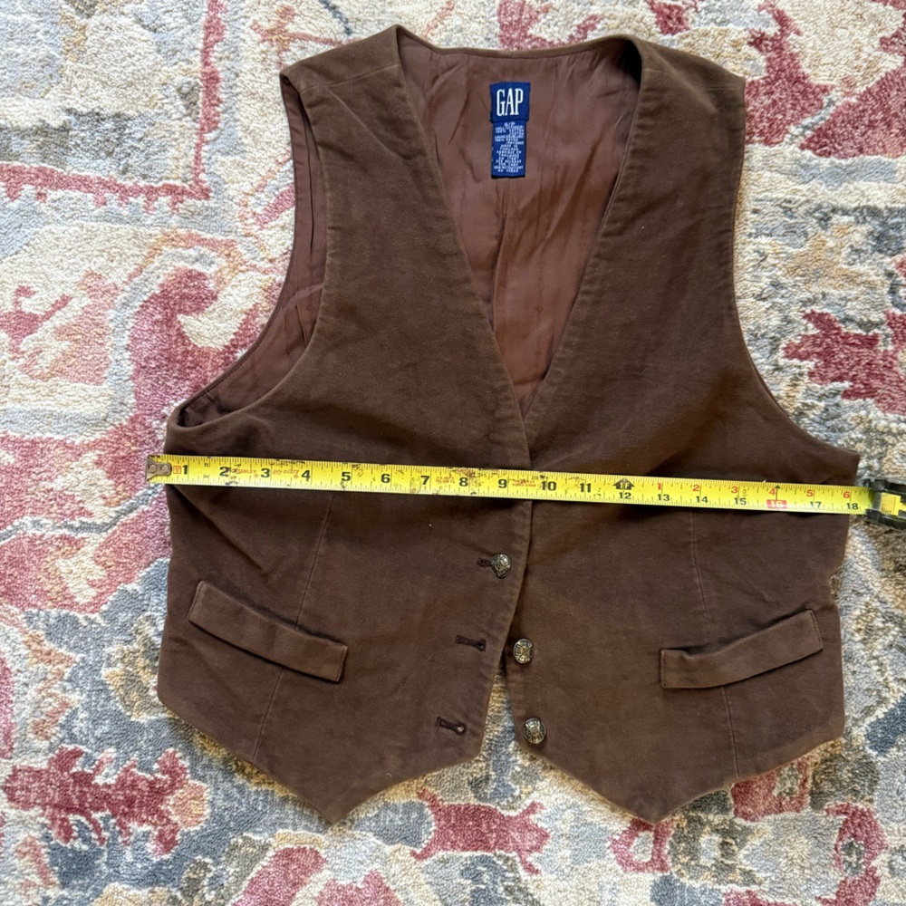 Vintage GAP Chocolate Brown Vest with Button Closure - Picture 6 of 7